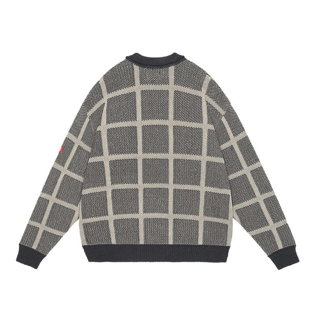 GRID LOOSE KNIT CARDIGAN – MIN-NANO