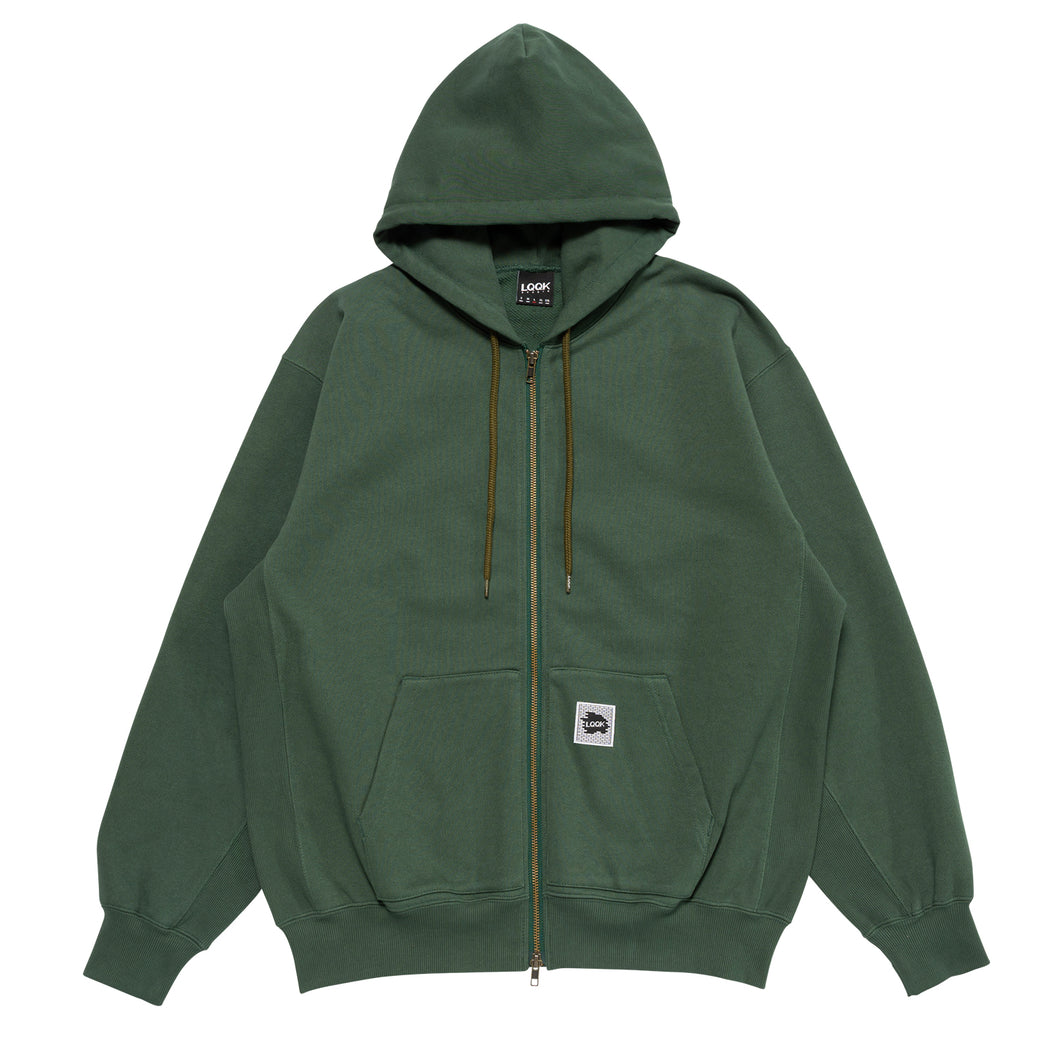 BRICK LOOP TERRY ZIP HOODIE - Green