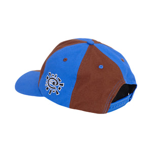 mixed 6 panel cap - blue/brown