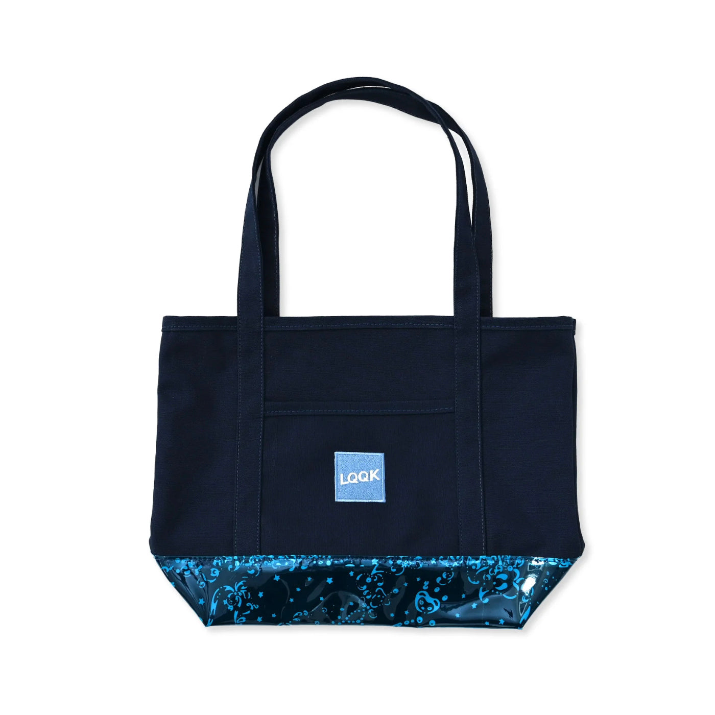 LQQK STUDIO Navy Vinyl Bottom Coco Tote